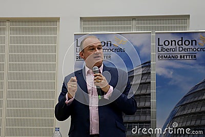 Ed Davey, Liberal Democrat MP for Kingston and Surbiton, speaking at the partyâ€™s leadership Editorial Stock Photo